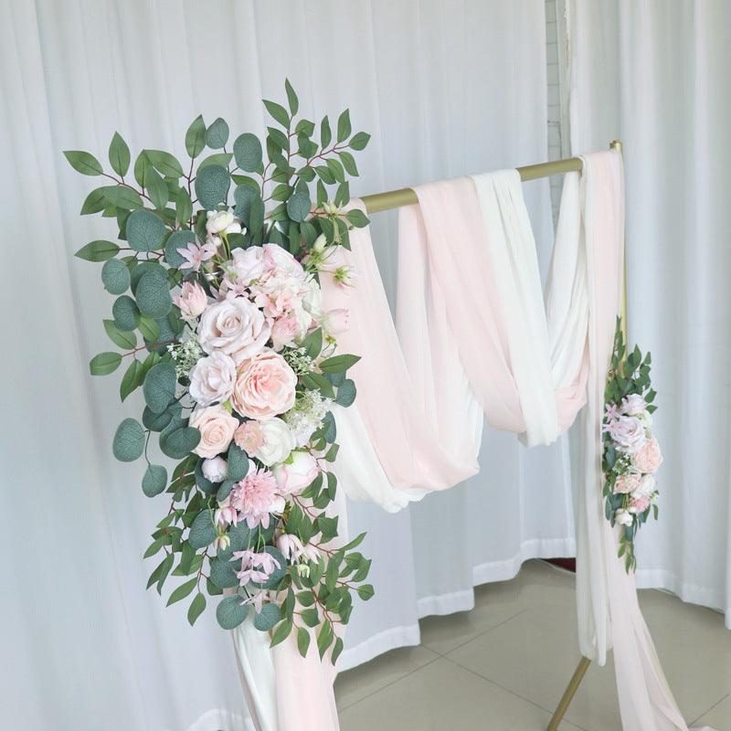 Pink Rose Wedding Arch Hanging Corner Floral Decorations
